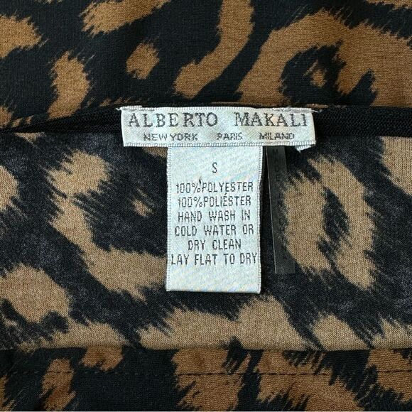 ALBERTO MAKALI Black & Brown Leopard Print Peasant Flounce Shirt Size Small - Picture 4 of 12